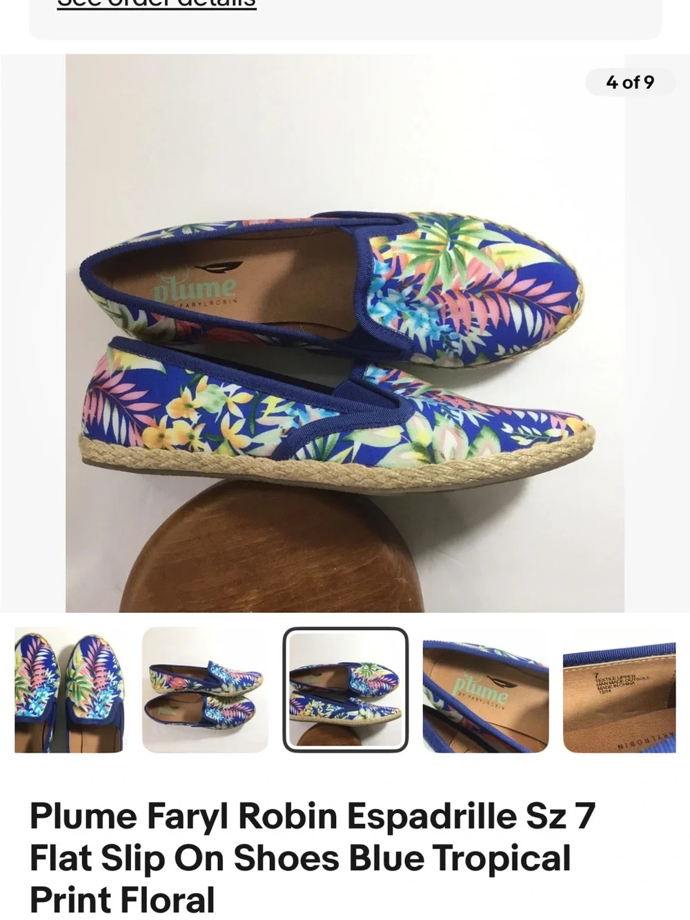 Farylrobin Blue Tropical Floral Espadrille Slip-Ons